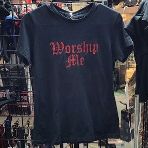 Worship Me Glitter Text T-shirt